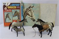 Vintage Horse toy lot & Paint by numbers set