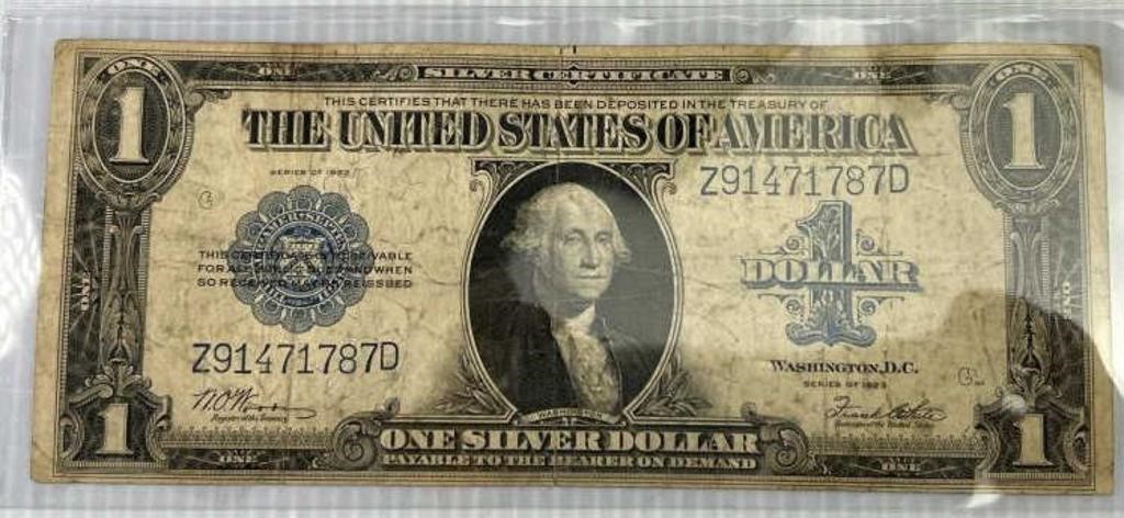 1923 Washington DC Blue Seal One Dollar Silver