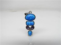 Blue Opal & Amethyst Pendant