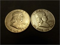 2pc US Franklin Half Dollars - 1954 & 1961