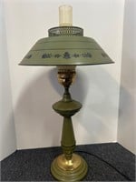 Vintage Tole metal green table lamp