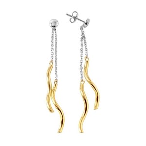 Sterling Silver- Dangling Twirl Crystal Earrings