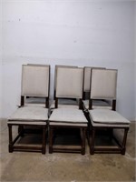 Vintage Solid Wood Dining Chairs w/ Striped Fabric