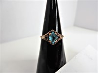 BDA 10k & Blue Topaz Victorian Ring