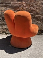 Mid Century Orange Swivel Hand Chair