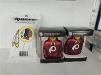 Redskins Christmas ornaments and poncho