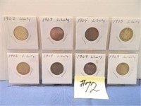 (8) Liberty Head Nickels - 1902, 03, 04, 05, 06,