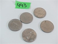 3 x 1978; 2x 1979 Canada Dollar coins
