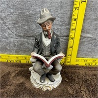 Vintage Figurine Old Man Sitting on a Bench