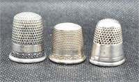3 Sterling Silver Thimbles