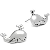 Trendy High Polished Cute Whale Earrings