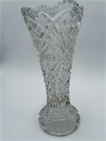 50's Thick Cut Crystal Ruffle Top Vase