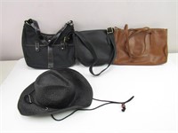 Women's Purses and Straw Hat