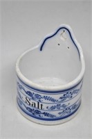 Blue & White Stenciled Stoneware Salt Box Crock