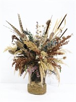 Dried Arrangement in Log Vase Wrapped in Rope