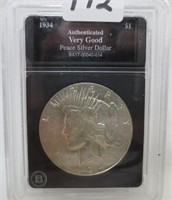 1934 Peace silver dollar
