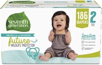 Seventh Generation Baby Diapers, Size 2, 186 count