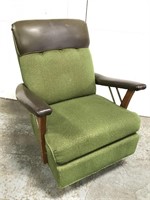 MCM  green & brown swiveling rocking chair