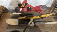 Wooden duck spinners one broken on wing
