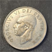 Silver 11.57G Canadian 50Cent 1950  Coin
