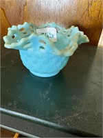 Fenton satin blue rose vase