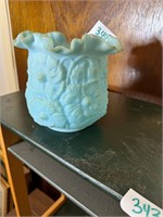 Fenton satin blue daisy vase