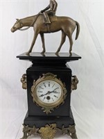 Vintage Black Marble & Bronze Mantle Clock
