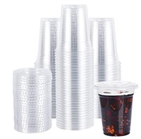 200pcs 12Oz Clear Plastic Cups with Lids