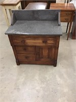 Antique marble top washstand. Marble has crack on