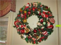 Christmas Wreath Adorned w/Vintage Ornaments