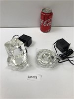 3D Laser Eched Glass Paperweight 2 Lighted Stands
