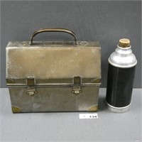 Early Primitive Metal Lunchbox w/ Thermos