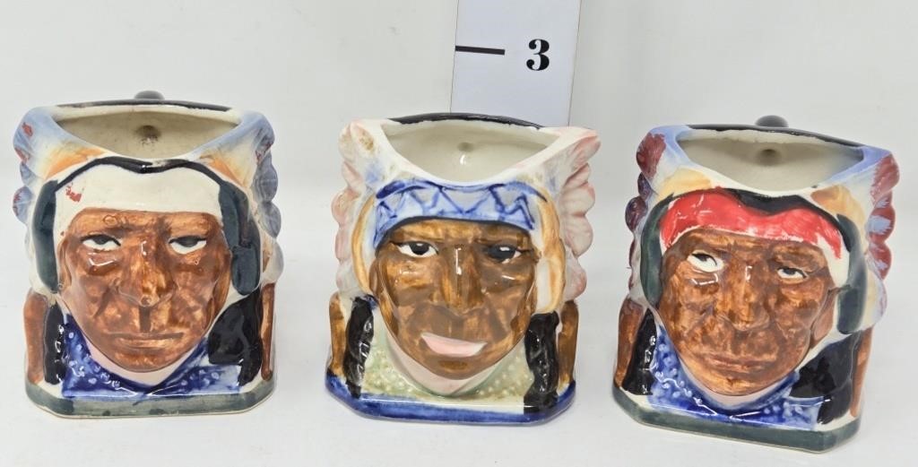 (3) Indian Chief Mugs-Made in Japan