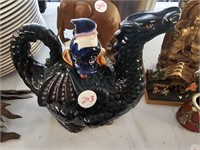 Vintage Clay Art Wizard and Dragon Tea Pot