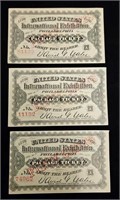 (3) 1876 US International Exposition Tickets