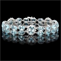 14k Gold 38.00ct Aquamarine & 2.00ct Diam Bracelet