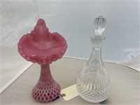 Fenton Vase & Glass Decanter