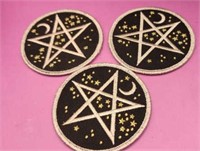 Lot of 3 Wicca Star & Moon Starry Pentacle Patches