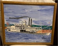 BOAT PAINTING 21"x17" SIGNED