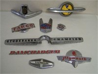 LOT OF 9 VINTAGE VEHICLE BADGES - RAMCHARGER,