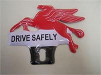 MOBIL PEGASUS TIN LICENSE PLATE TOPPER - REPRO