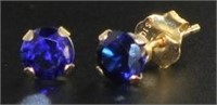 10kt Gold Genuine Sapphire Stud Earrings