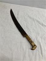 13” bone handled knife. No marks