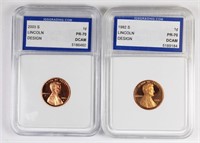 (2) PROOF 70 GRADED LINCOLN CENTS