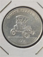 White steamer 1901 token