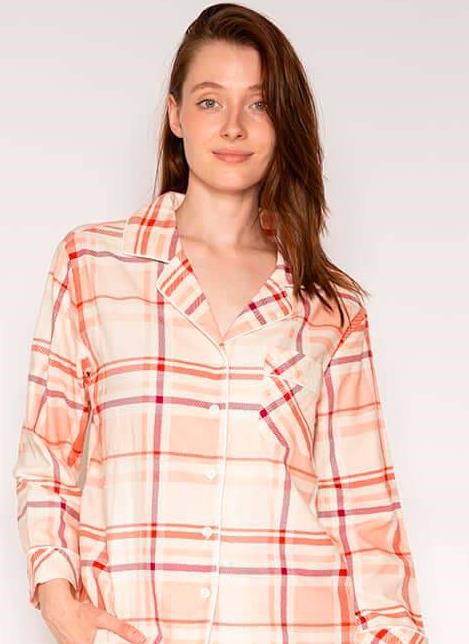 NEW $125 (S) Berry Plaid Pajama Top