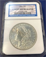 1886 Morgan Dollar, Almost Uncirculated NGC