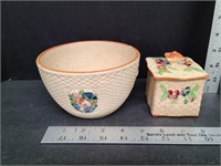 Antique Bowl & Sugar / Honey Pot
