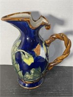 MAJOLICA STYLE PITCHER WITH  CALLA LILIES AND