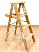 4ft Vintage Babcock Wood Folding Ladder